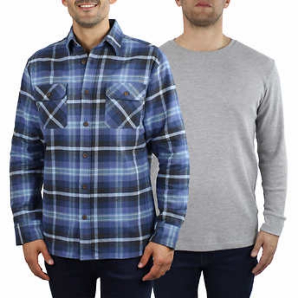 Jachs Men’s Flannel Shirt + Thermal, 2-pack